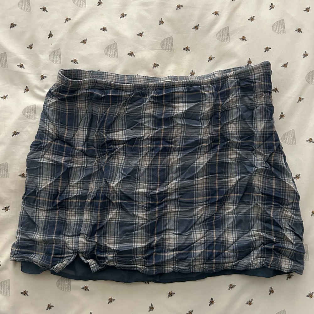 blue plaid mini skirt💙